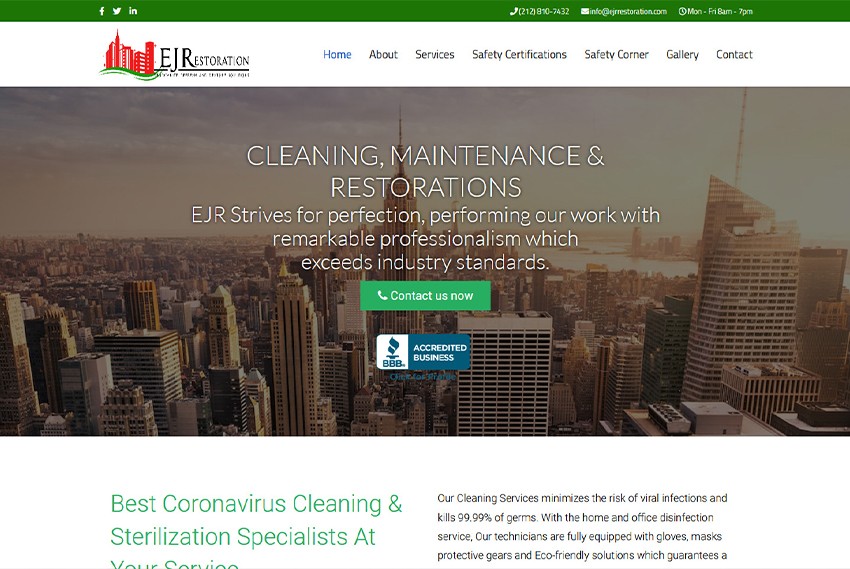 Restoration company website design website design by BridgeWeb