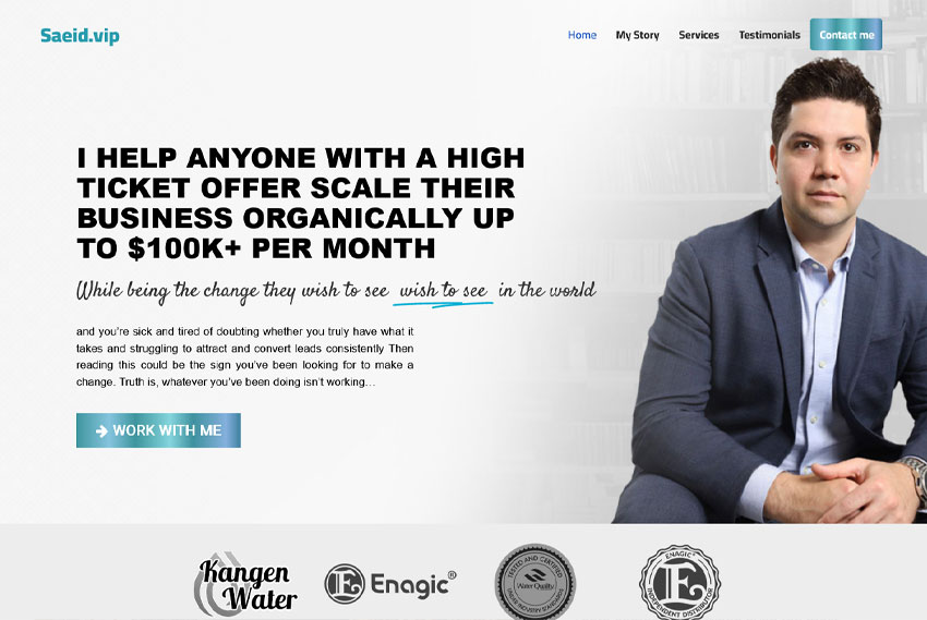 Personal brand landing page design website design by BridgeWeb