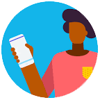 Illustration of a person holding a phone