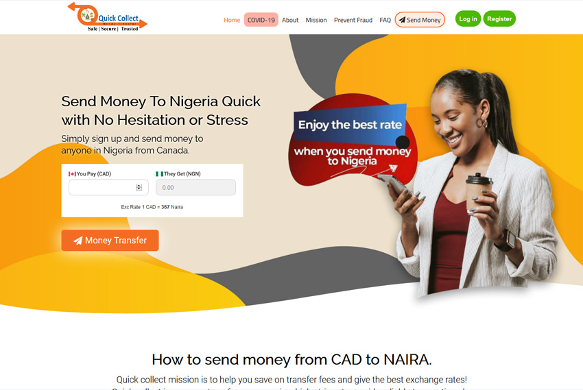 Money transfer website design website design by BridgeWeb