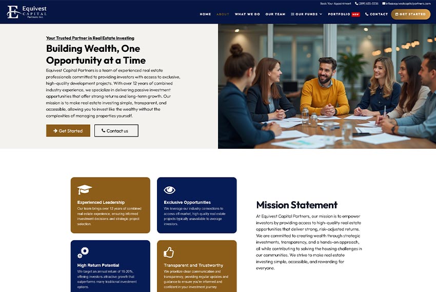 Real estate investment website design website design by BridgeWeb
