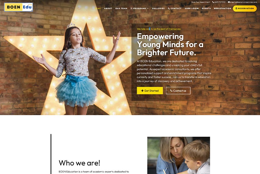 Tutoring and education website design website design by BridgeWeb