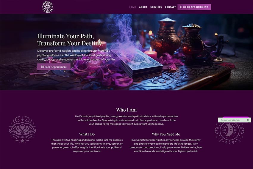 Psychic and spiritual website design website design by BridgeWeb