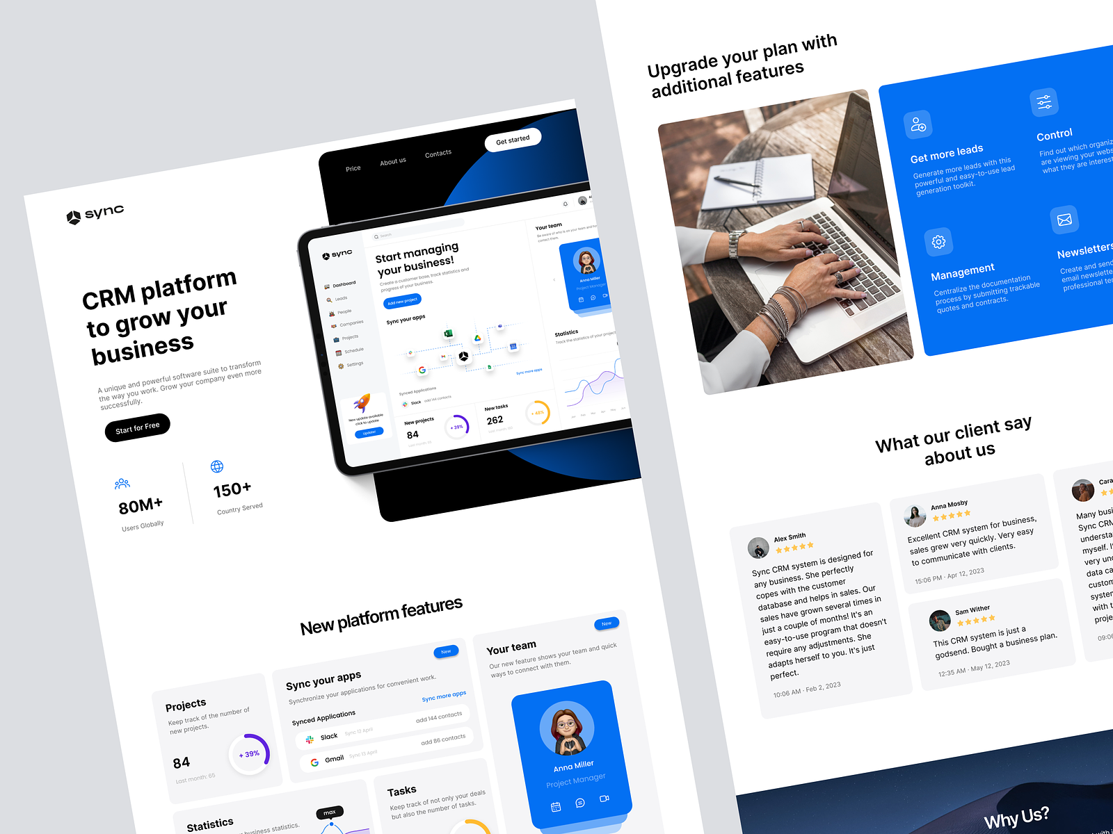 CRM platform website design