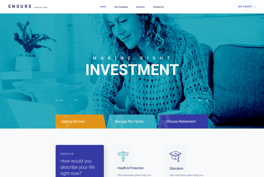 Insurance website design website design by BridgeWeb