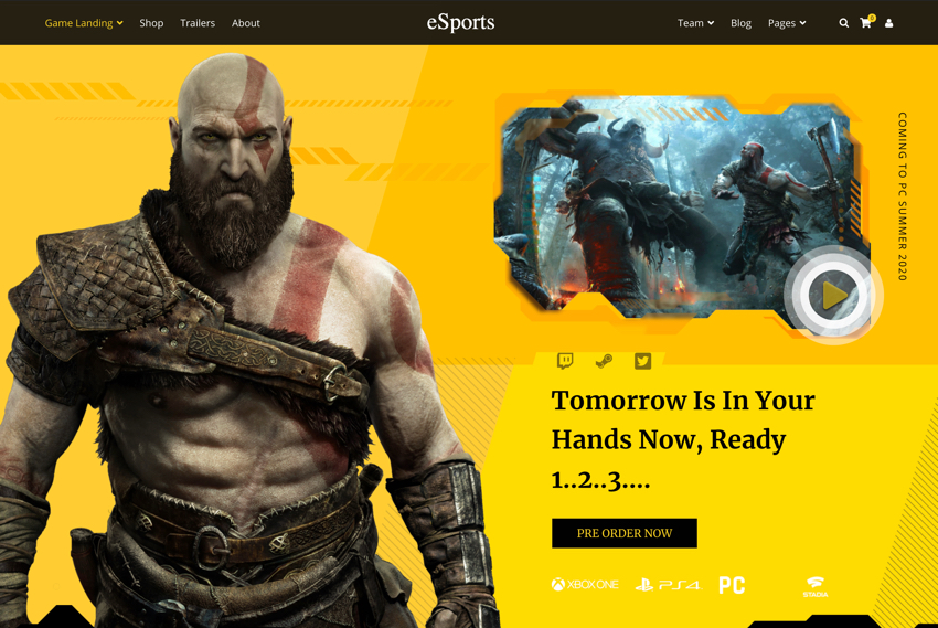 Gaming and esports website design website design by BridgeWeb