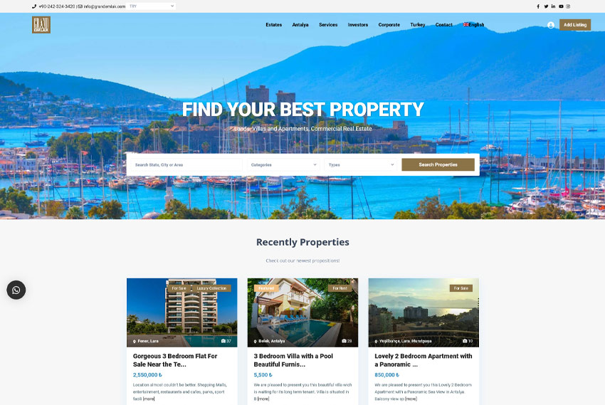 Real estate agency website design website design by BridgeWeb