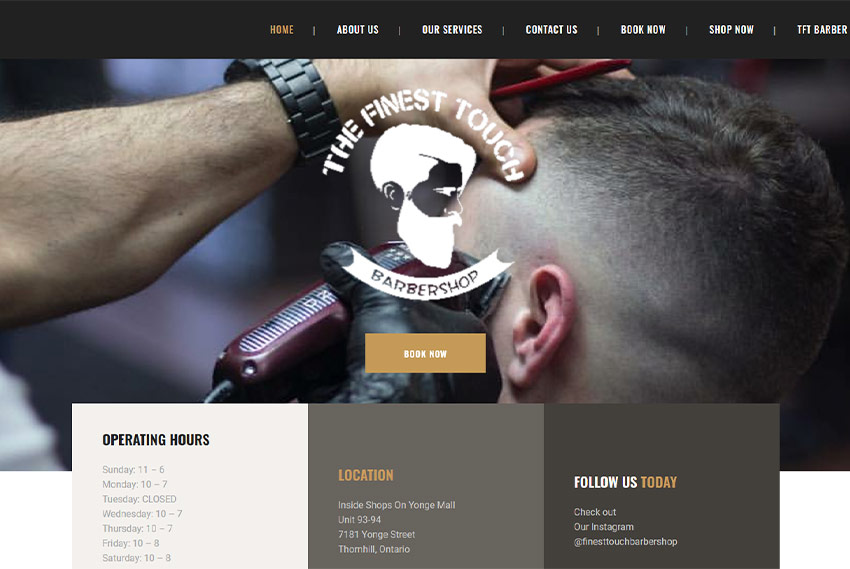 Barber shop website design Toronto website design by BridgeWeb
