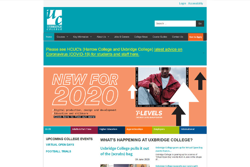College website design website design by BridgeWeb