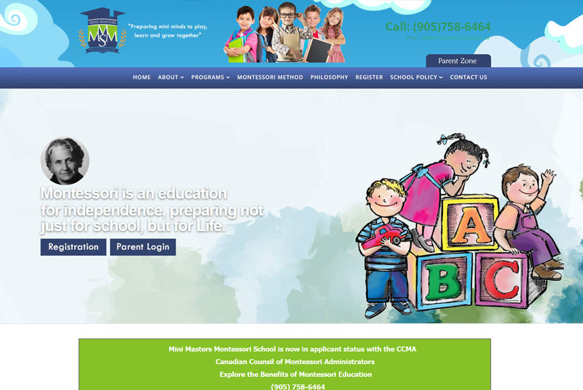 Montessori school website design website design by BridgeWeb
