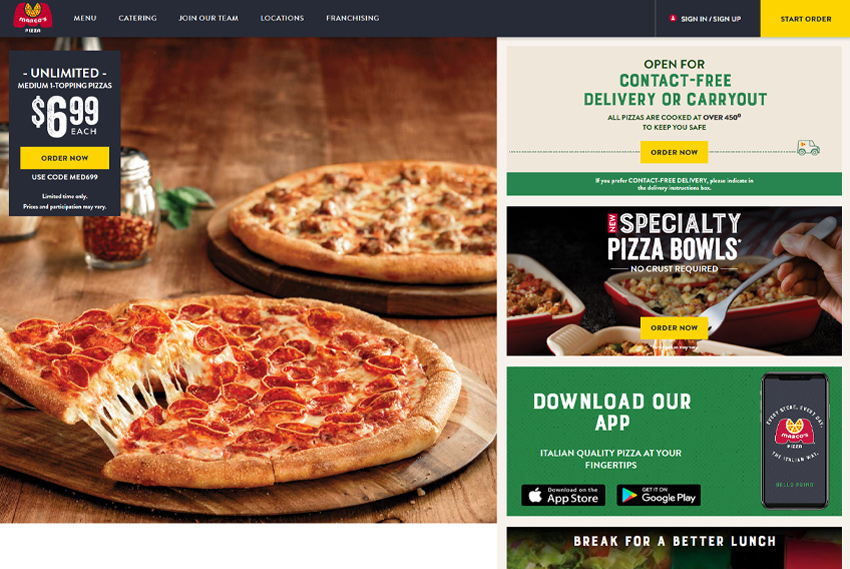 Pizza ordering website design website design by BridgeWeb