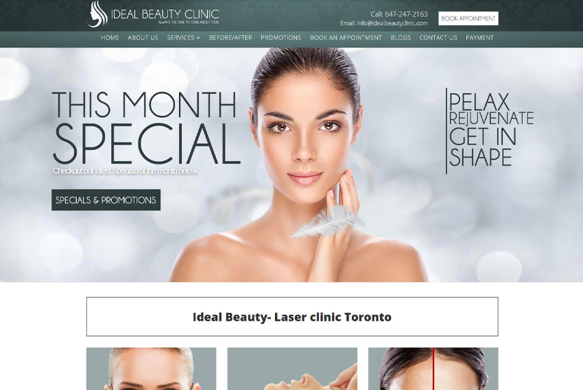 Beauty clinic website design Toronto website design by BridgeWeb