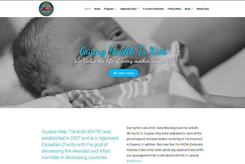 Charity website design Canada website design by BridgeWeb
