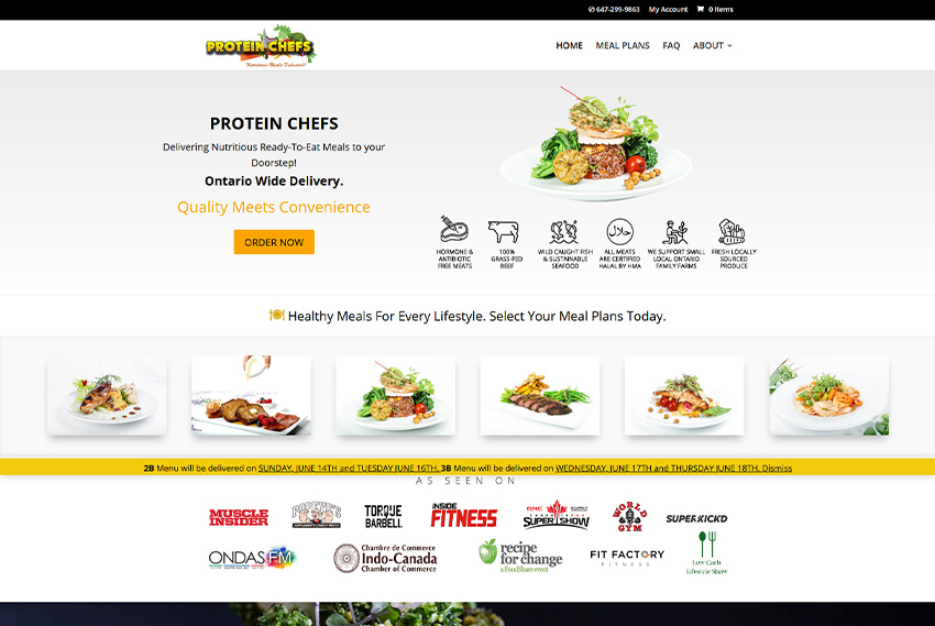 Meal delivery website design Toronto website design by BridgeWeb