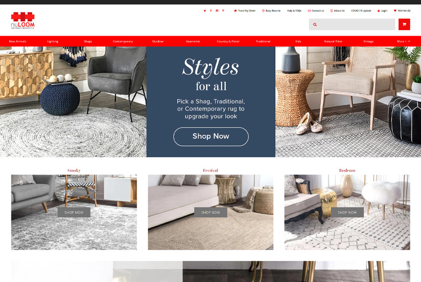 Rug ecommerce website design website design by BridgeWeb