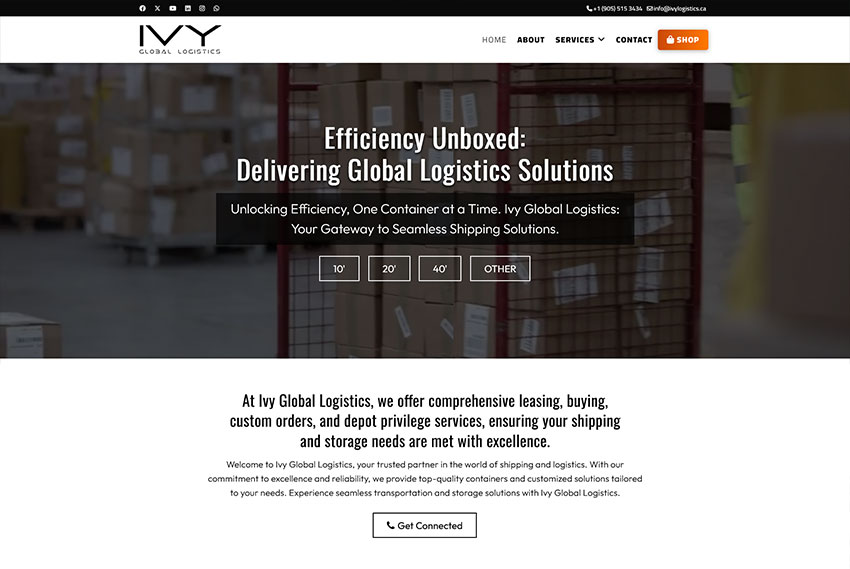 Shipping container website design website design by BridgeWeb