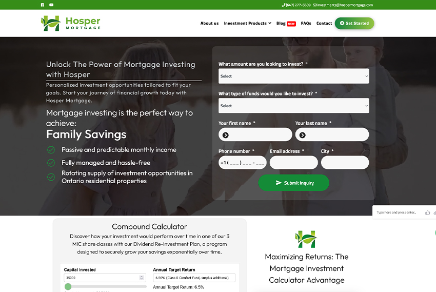 Investment fund website design website design by BridgeWeb