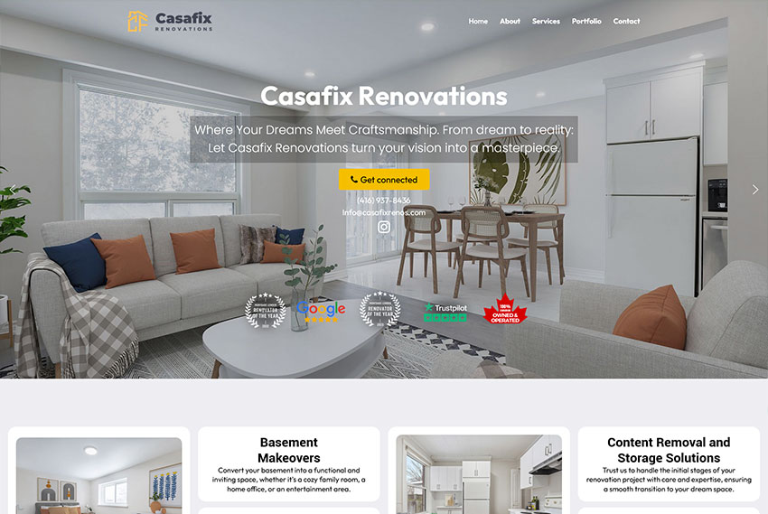 Home renovation website design website design by BridgeWeb