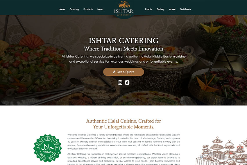 Catering website design Toronto website design by BridgeWeb