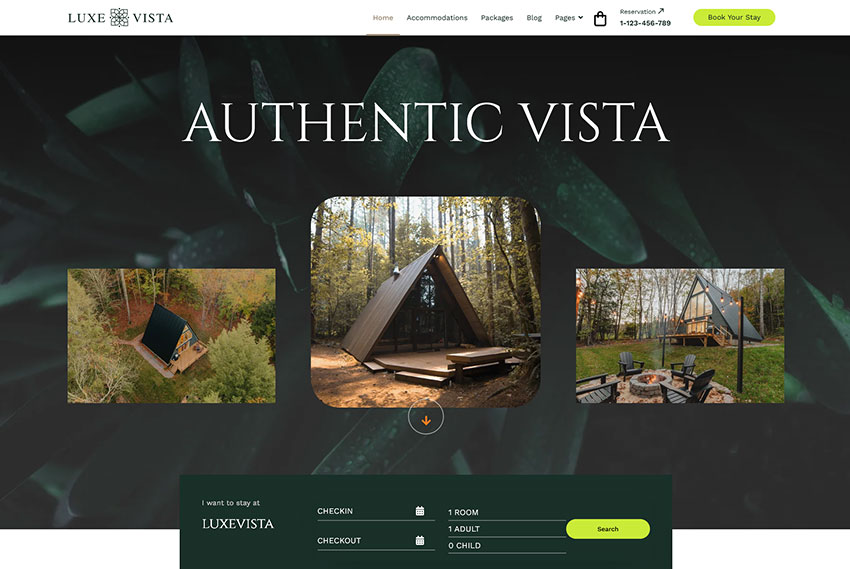 Boutique resort website design website design by BridgeWeb