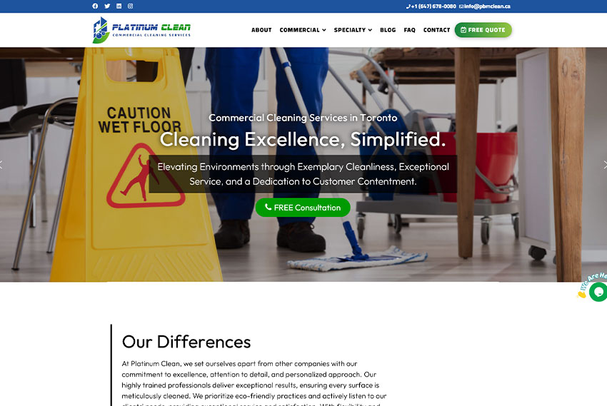 Commercial cleaning website design website design by BridgeWeb